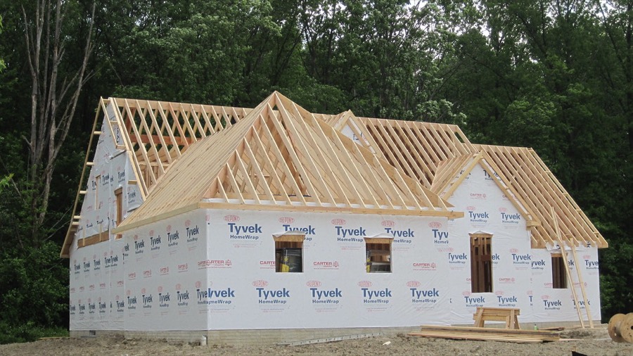 New home being framed